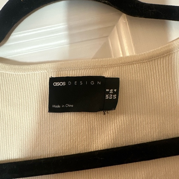 ASOS Design Cream Ribbed Top - Picture 3 of 4